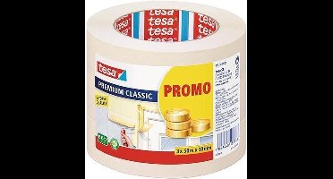 Set van 3x stuks afplaktape/schilderstape voordeelset 30 mm x 50 m - Verf afplakband/tape - Maskeertape - Tesa Masking tape