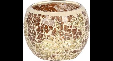 Something Different Theelichthouder Small Round Gold Crackle Multicolours