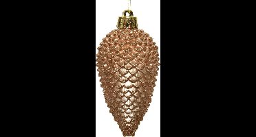 Decoris Dennenappel Plc Glitter Hang Camel Bruin dia4.5x8cm