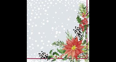 Duni Servetten Xmas Flowers 3-laags 33 X 33 Cm Papier 20 Stuks