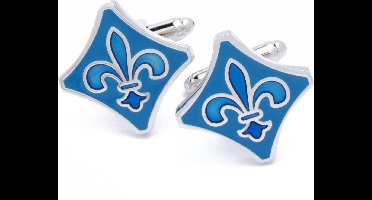 Manchetknopen - Franse Lelie Blauw Ruitvormig