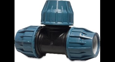 Jason T-stuk 90° PP 50 mm knel 16bar zwart/blauw DVGW/KIWA/WRAS/SVGW