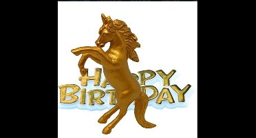Unicorn happy birthday taart topper decoratie 6 cm.