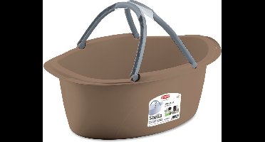 Stefanplast Wasmand/draagmand/teil met hengsel - kunststof - 25 Liter - cappuccino - 60 x 40 x 25 cm - Schoonmaak/huishoud teilen