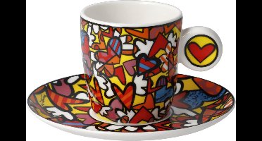 Goebel - Romero Britto | Kop en schotel Espresso All We Need is Love | Porselein - 12cm - 100ml