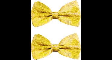 Partychimp Carnaval verkleed vlinderstrikje zijdeglans - 2x - geel - polyester - heren/dames