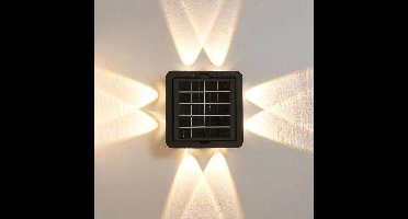 Solar tuinverlichting - Wandlamp Newton - Warm wit licht - Buitenlamp op zonne-energie geschikt voor schutting - Zwart