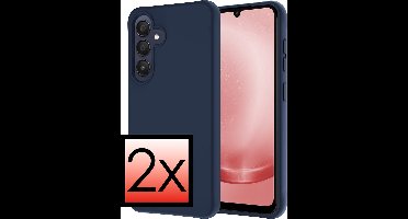 Hoesje - 2 Stuks - Geschikt voor Samsung Galaxy A25 - Sterk & Shockproof - Case Siliconen - Back Cover - Telefoon Hoes - Donkerblauw