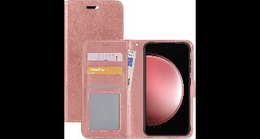 Hoesje - Met Pasjeshouder - Geschikt voor Samsung Galaxy S23 FE - Luxe Bookcase Portemonee - Flip Case - Kunstleer Book Case - Flipcase - Book Cover - Walletcase - Portemonneehoes - Rosé goud