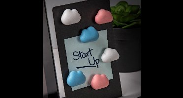 Qualy - Pastel set van 6 magneten “Note on the Cloud” W5.53 x L31.24 x H21.29 mm 52 gr Koelkastmagneet | Whiteboard Magneet | Magnet - Magneten