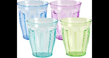 PlasticForte Drinkglazen Picardie - gekleurd - 12 stuks - kunststof - 250 ml - bekers - plastic