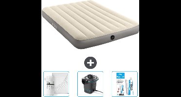 Intex Luchtbed - Twijfelaar - 137 x 191 x 25 cm - Beige - Inclusief Hoeslaken - Pomp en Reparatieset