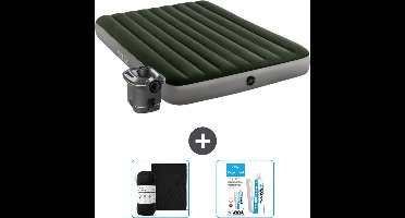 Intex Luchtbed - 2-Persoons - 152 x 203 x 25 cm - Groen - Inclusief pomp - Hoeslaken en Reparatieset