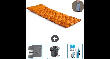 Intex Campingmat - 1-Persoons - 71 x 191 x 11 cm - Oranje - Inclusief Hoeslaken - Pomp en Reparatieset