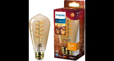 Philips Deco LED - WarmGlow - 50W - E27 fitting - ST64 Edison lampvorm - Amberkleurige lamp