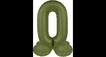 Folat - Staande folieballon Cijfer 0 Olive Green - 72 cm