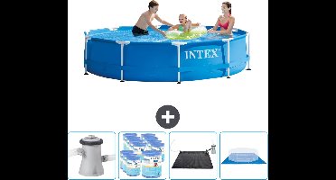 Intex Rond Frame Zwembad - 305 x 76 cm - Blauw - Inclusief Pomp Filters - Solar Mat - Grondzeil