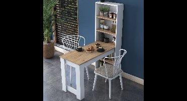 Asir Keukentafel met kast | 100% Melaminegecoat | 53,8 x 120 x 153,6 | Kleur: Walnootwit