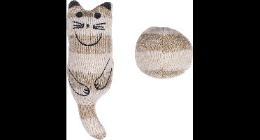 Flamingo Faci - Speelgoed Katten - Ps Faci Kat + Bal Gestreept Bruin - 1st - 137685 - 1st