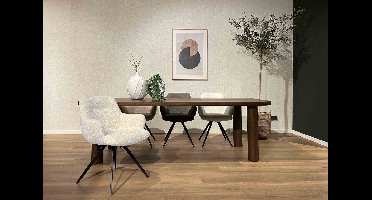 Eetkamerstoel Bouclé Wit - Draaibaar - 60x60x84cm - Set van 2