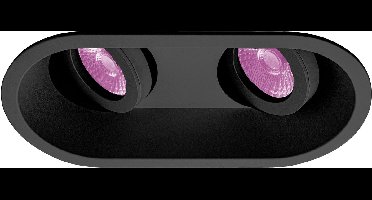 Inbouwspot Armin met Philips HUE White and Color - inbouwspot - Zwart - dubbele verdiepte spot - Voor binnen / woonkamer / keuken / slaapkamer - IP20 - GU10 - Buitendiameter: Dubbele spot - boorgat: Vierkante uitsparing - min. Inbouwdiepte: 90MM