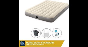 Intex Luchtbed - Twijfelaar - 137 x 191 x 25 cm - Beige - Inclusief Pomp - Hoeslaken en Reparatieset