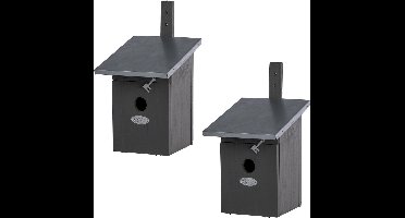 2x Houten vogelhuisjes/nesthuisjes koolmees 33 cm met kijkluik - Vurenhouten vogelhuisjes tuindecoraties - Vogelnestje voor kleine tuinvogeltjes