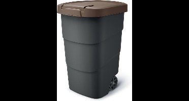 Prosperplast - Wheeler - Grote Afvalbak met wielen 110L - Bruin / Kunststof