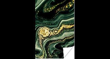 Poster Marmer - Goud - Glitter - Groen - Marmerlook - Luxe - 20x30 cm
