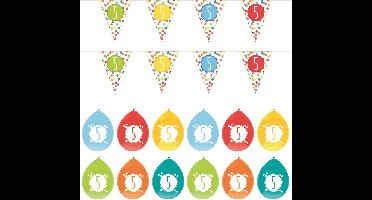 Haza - Verjaardag 5 jaar feestartikelen pakket vlaggetjes/ballonnen