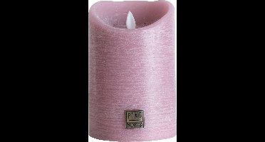 PTMD Led kaars rustiek rose beweegbare vlam met timer M - PTMD LED Light Candle rustic pink moveable flame - M - Met timer - Diameter 7,5 cm - Hoog 15 cm