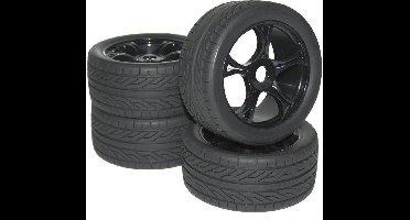 Reely 1:8 Buggy Complete wielen Street 5-spaaks Zwart 4 stuk(s)