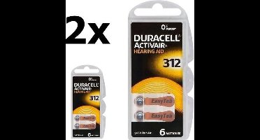 12 Stuks (2 Blister a 6st) Duracell ActivAir 312 MF (Hg 0%) Hearing Aid Gehoorapparaat batterijen