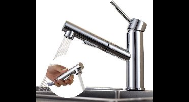 keukenkraan keuken/badkamer, keukenkraan met uittrekbare douche, wastafelarmatuur met uittrekbare dubbele spoeldouche, 120 draaibare mengkraan keuken, keuken messing kraan