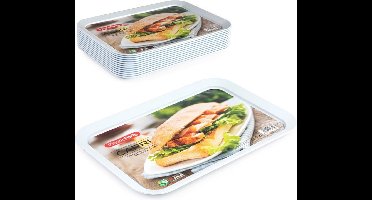 Plasticforte dienblad/serveerblad - 6x - Kunststof - 37 x 26 cm - wit - kopjes en glazen tray - keuken