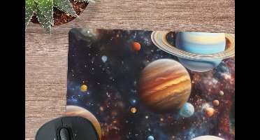Muismat XXL 100x50 cm - Bureau onderlegger - Bureau mat Planeten - Heelal - Neon - Ruimte - Bureaumat - Gaming mousepad xl - Bureaulegger groot - Computer deskmat - Geschikt voor Gaming Muis en Gaming PC set-up