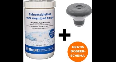Interline Chloortabletten 20 gram 1 kg - Inclusief chloordrijver - Chloortabletten voor zwembad en jacuzzi - Chloor 20 gram - Inclusief gratis doseerschema