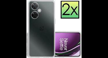 Hoesje - 2 Stuks - Geschikt voor OnePlus Nord CE 3 Lite - Sterk & Shockproof - Case Siliconen - Back Cover - Telefoon Hoes - Transparant
