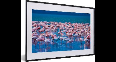 PosterMonkey - Poster - Fotolijst - Dieren - Flamingo - Zwart - Wit - Grijs - Kader - 60x40 cm - Slaapkamer - Poster lijst - Frame poster - Poster flamingo - Poster met frame