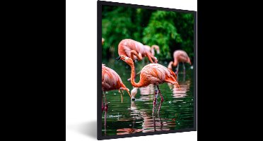 PosterMonkey - Poster - Fotolijst - Vogel - Water - Flamingo - Tropical - Dieren - 30x40 cm - Poster in lijst - Poster flamingo - Foto met lijst - Poster met kader