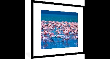 PosterMonkey - Poster - Fotolijst - Dieren - Flamingo - Zwart - Wit - Grijs - Kader - 40x40 cm - Slaapkamer - Poster lijst - Frame poster - Poster flamingo - Poster met frame