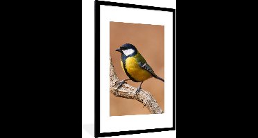 PosterMonkey - Poster - Fotolijst - Koolmees - Vogel - Takken - 60x90 cm - Poster natuur - Poster vogels - Foto in lijst - Poster frame