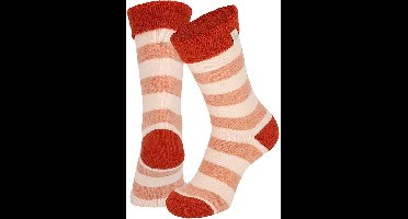 Apollo - Wollen Huissokken Fashion - Stripes - Oranje - Maat 35/38
