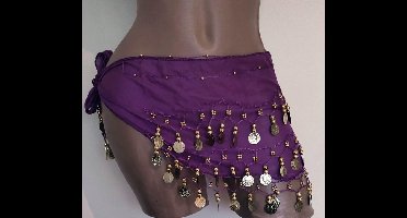 New Age Devi - "Buikdans-Sjaal-Paars-met-Gouden-Muntjes-150cm"