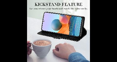 LuxeBass Hoesje geschikt voor Samsung Galaxy A21s Glitter Bookcase met rits - hoesje - portemonneehoesje - Zwart gsm hoesje - telefoonhoes - telefoonhoesjes