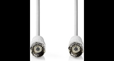 Nedis Satelliet- en Antennekabel - F-Male - F-Male - Vernikkeld - 75 Ohm - Dubbel Afgeschermd - 5.00 m - Rond - PVC - Wit - Label