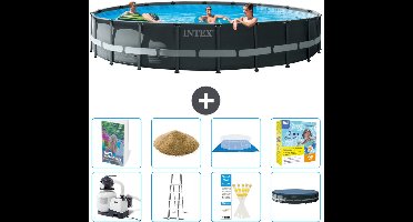 Intex Rond Ultra XTR Frame Zwembad - 610 x 122 cm - Inclusief Pomp - Ladder - Grondzeil - Afdekzeil - Filterzand - Onderhoudspakket - 9-delig