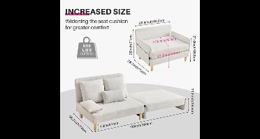 Slaapbank – Bedbank – Ligbank – Zetelbed – Compact Ontwerp – Stevig Houten Frame – Comfortabel Schuimkussen - Beige