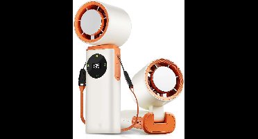Draagbare handventilator - met ijskoeling - 6000 mAh - 199 traploze snelheidsstanden - lange batterijduur - turboventilator - oplaadbare mini-ventilator voor persoonlijk gebruik, ideaal voor op reis, buitenactiviteiten en make-up - wit