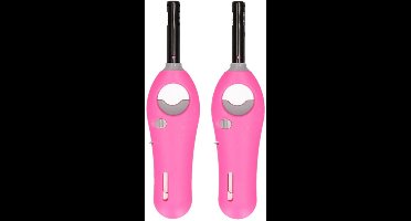 Gasaansteker - 2x - roze - 18,5 cm - aansteker met kinderslot